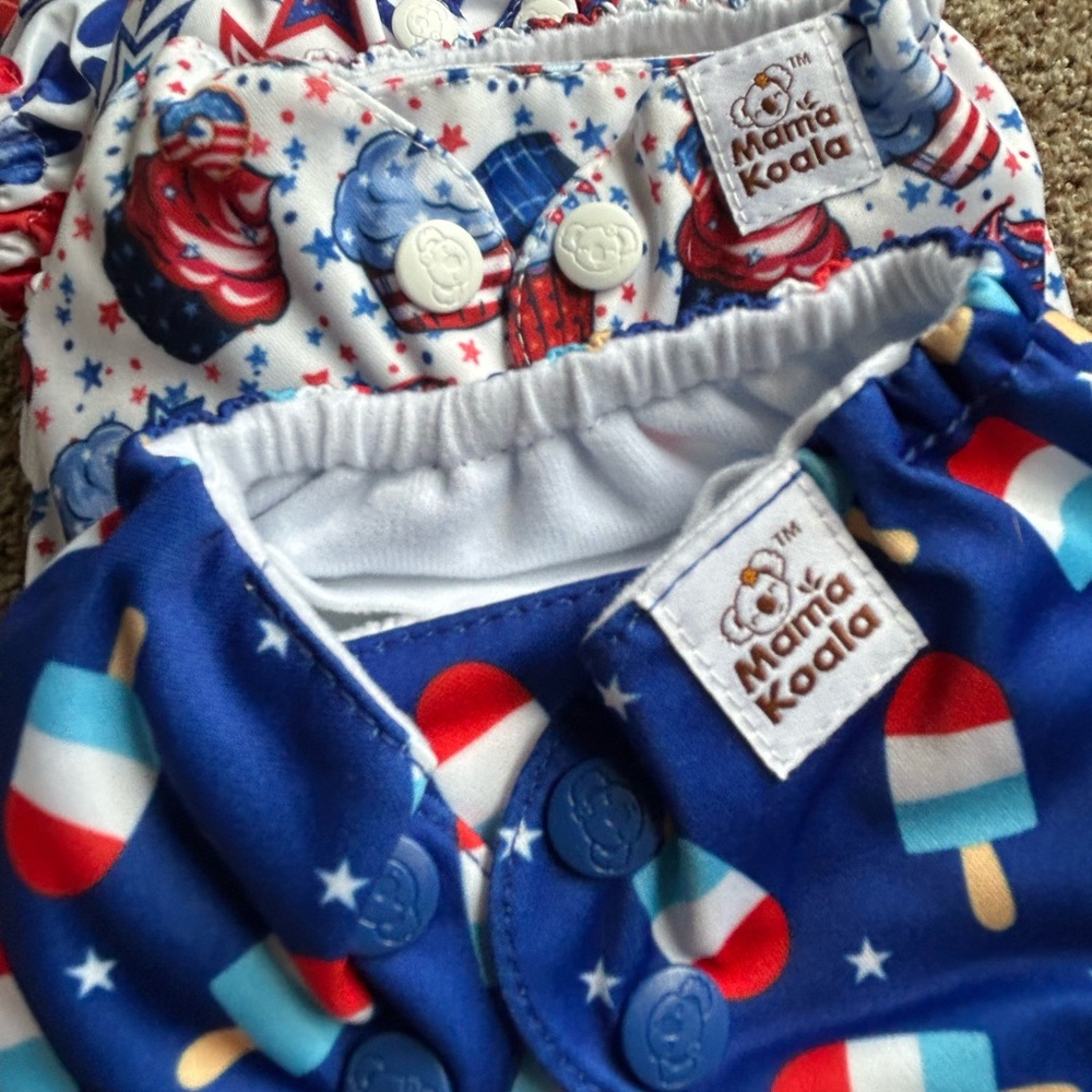 NEW Mama Koala OS Cloth Diapers - Set of 5 - Red, Blue, White - Picture 5 of 7